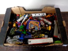 A box containing a large quantity of assorted mid 20th century and later play worn die cast