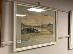 Continental school : A view across a lake, watercolour,