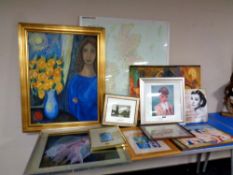 A Bartholomew map of the British Isles in frame together with eleven other framed and unframed