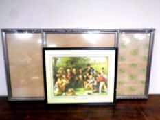 John Morgan's 'The fight' framed print with 3 new sealed silver coloured ornate style frames