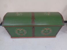 A 19th century hand painted oak shipping trunk