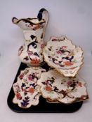 Five pieces of Masons Mandalay china together with five Masons boxes