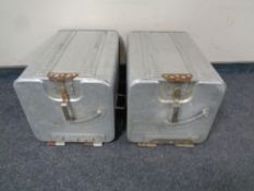 Two 20th century aluminium steaming boxes