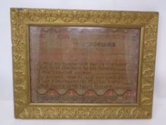 A William IV sampler in a gilt frame dated 1831