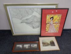 An ordinance survey map of the Isle of Wight and part of Hampshire, framed,