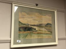 Continental school : A view across a lake, watercolour,