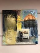 Continental school : A photographic print with oil on canvas, prayer,