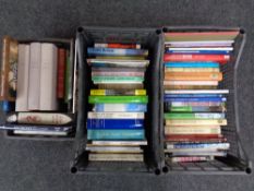 Three crates containing a quantity of hardback and softback books relating to British history,
