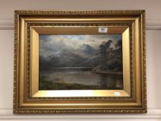 William Larkin Turner (1867-1936) : Lake Scene With Mountains Beyond Under a Cloudy Sky,