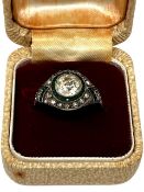 A French Art Deco style paste set ring, size O/P, 3.