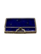 An Art Deco silver and enamelled calling card case, the cover enamelled with simulated lapis lazuli,