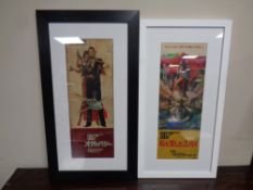 James Bond Japanese Daybills - Octopussy and The Spy who loved Me, mounted and framed.