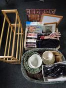 A two- tier extendable shoe rack, together with a pet bed, DVD s, pictures, Halloween ornaments,