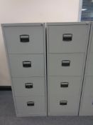 Two four drawer metal filing cabinets no keys