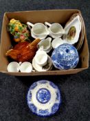 A box of miscellaneous ceramics to include a 