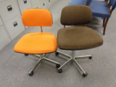 Two twentieth century Danish Kevi swivel typist chairs