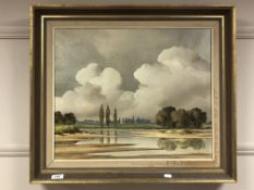 Andrea Houllier (French, 1909-1975), Landscape at low tide, oil on canvas,