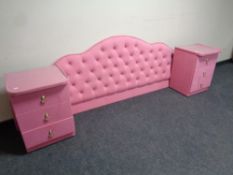 A pink dralon continental headboard