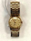 A gent's 9ct gold Elco wristwatch on plated expanding strap.