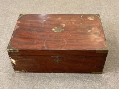A Victorian brass bound box together with an ornate old mirror (2)