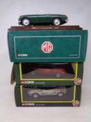 Three Corgi 1:18 die cast cars - 1963 MGB Roadster, a MGF 1.81 VVC Roadster and a MCF 1.