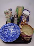 A tray of ceramics, Copeland Spode Italian bowl, Royal Doulton character jug Touchstone,