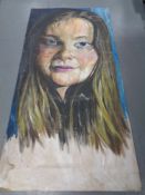 An oil painting on board - portrait of a female,