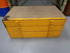 A twentieth century ten drawer printers type chest