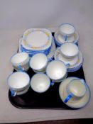 A tray of thirty nine piece Sampson Smith hand painted bone china tea service