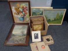 A box containing 78's on HMV, Colombia and Regal labels,