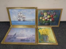 An oil on board - Flowers,