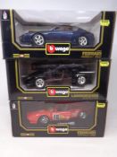Three Burago Diamonds 1:18 die cast cars - Ferrari GTO Rally 1986,