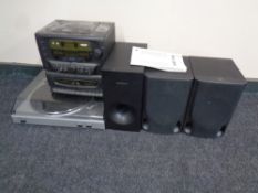 An Ion USB turn table together with an Alba hifi with speakers and Samsung subwoofer speaker