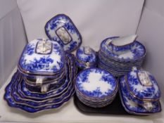 Forty two pieces of 19th century Wedgwood and Company blue and white dinner ware including