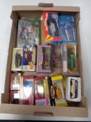 A box of die cast vehicles, Corgi, Chitty Chitty Bang Bang, Trackside van, Corgi Classics,