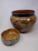 A Royal Doulton Lambeth ware planter decorated with leaves, width 26 cm,