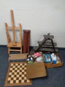 A box of wooden easel, wooden wall shelves,