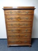 A 19th century mahogany six drawer chest on bun feet