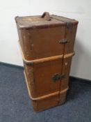 An early 20th century wooden bound shipping trunk