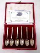 A cased set of six silver teaspoons, Sheffield marks.