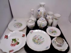 A tray of Aynsley Wild Tudor, Chelsea Flowers and Cottage Garden cabinet china,
