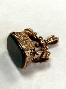 A 9ct gold bloodstone set Victorian fob