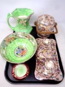 A tray of Maling lustre china including fruit bowl,