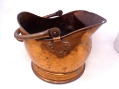 A Victorian copper coal bucket