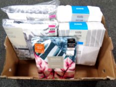 A box of two next double bed sets together with a Sleep Down king size bed set,