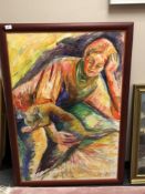 Continental school : figure holding a cat,