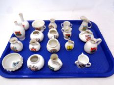 A tray of crested china