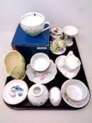 A tray of Royal Albert Old Country Roses lidded pot, Carlton ware jug,