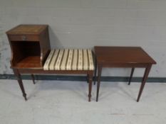 A mahogany telephone table together with a Danish mahogany occasional table