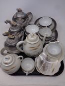 A tray containing two part Japanese tea services